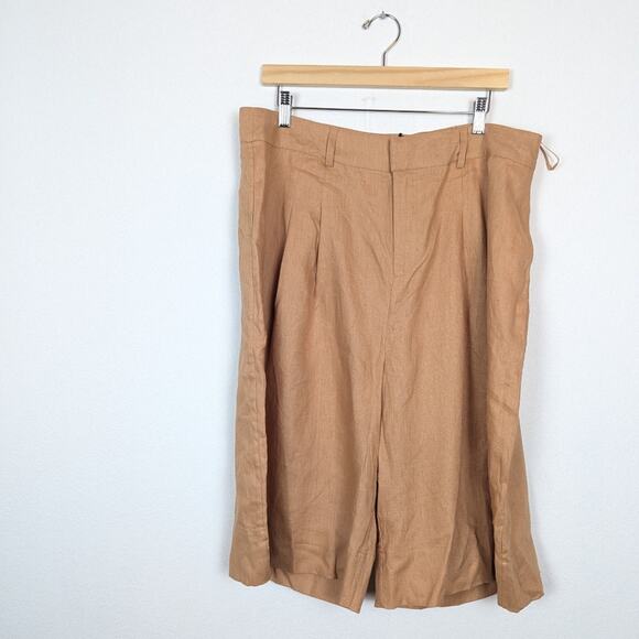 NWT Nicholas Delfina Twig Brown Longline Linen Shorts Size 18 - Picture 3 of 11